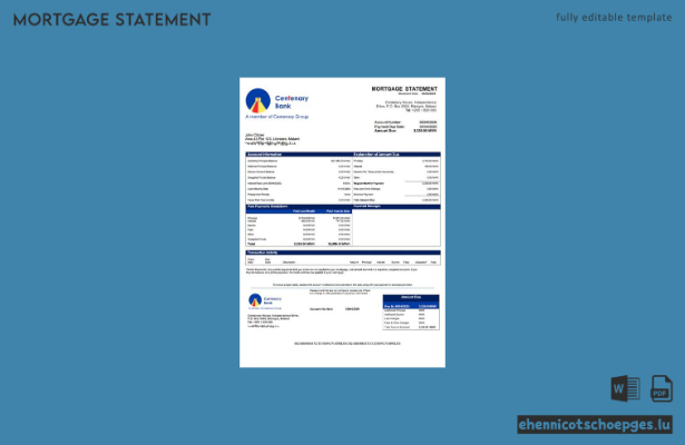 Malawi Centenary Bank – Malawi Hypothekenabrechnung (Word- und PDF-Beispiel)